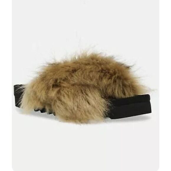Steve Madden Womens Amari Faux Fur Sandals Tan Size: 7M - Picture 1 of 6